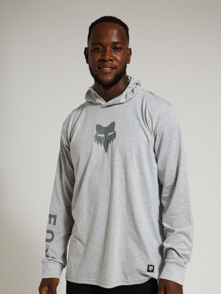 Long Sleeve Tranzition Hooded Tee - Grey Melange