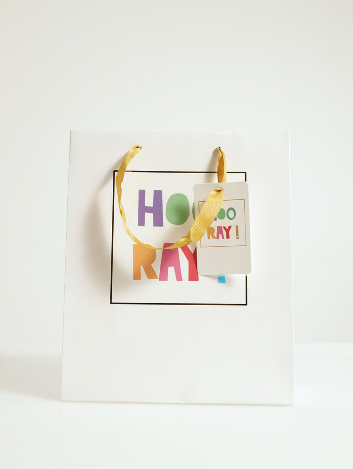 Hooray Slogan Gift Bag - White