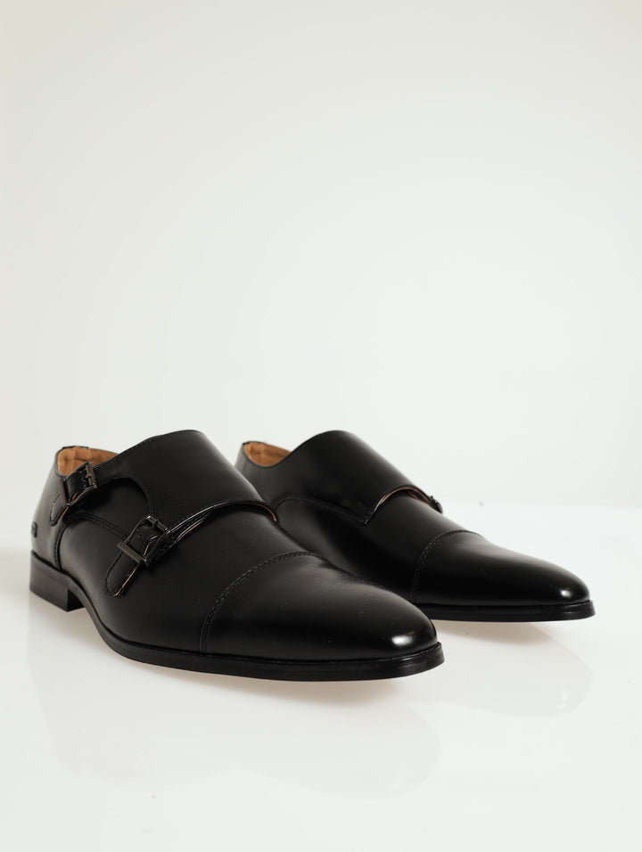 Grazie Toe Capped Monk Slip On - Black