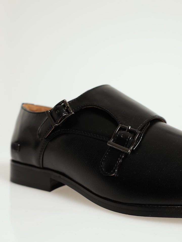 Grazie Toe Capped Monk Slip On - Black