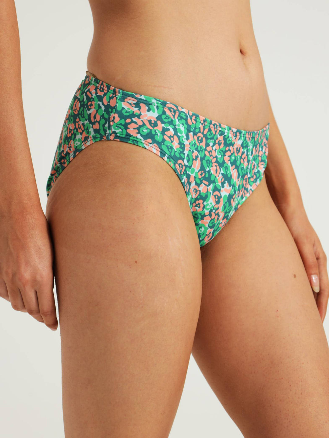 Printed Hi-Cut Bikini Bottom - Green