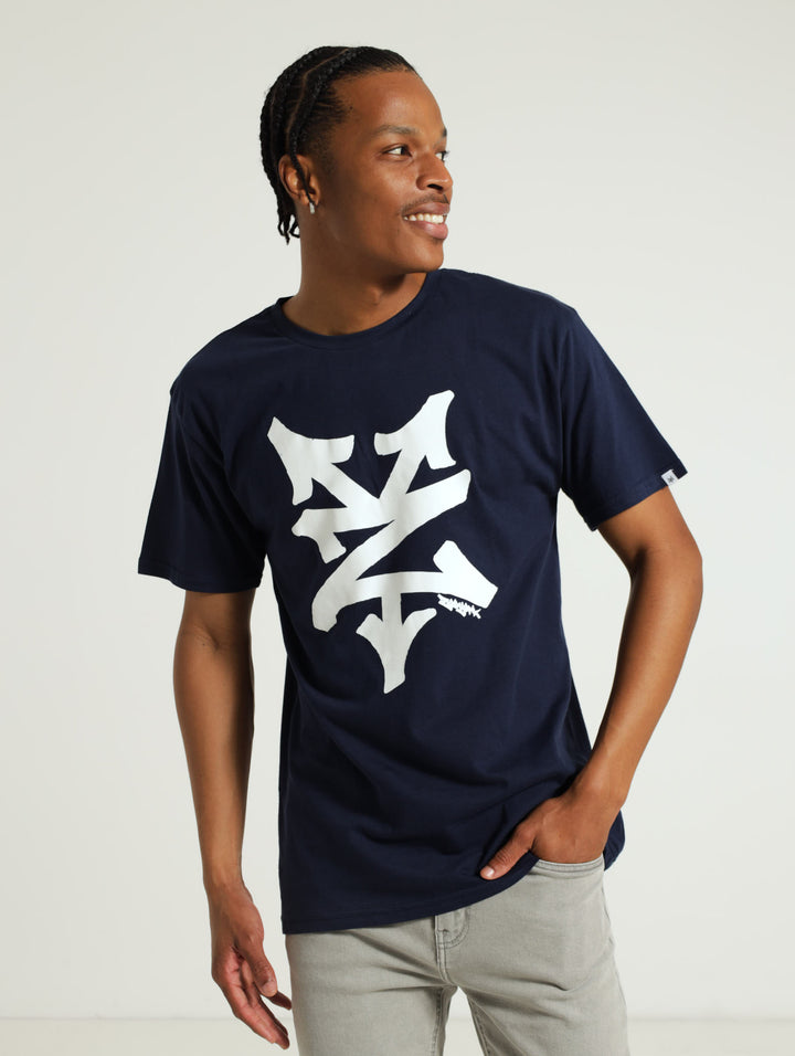 Chest Print Tee - Navy