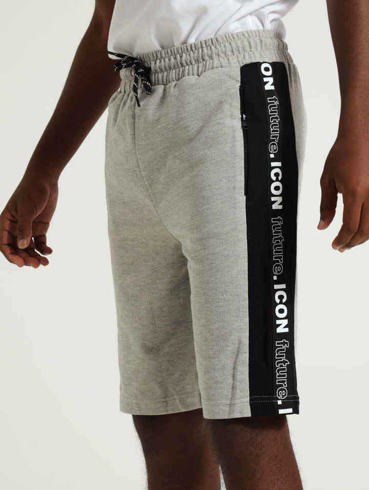 Boys Zip Fleece Shorts - Grey