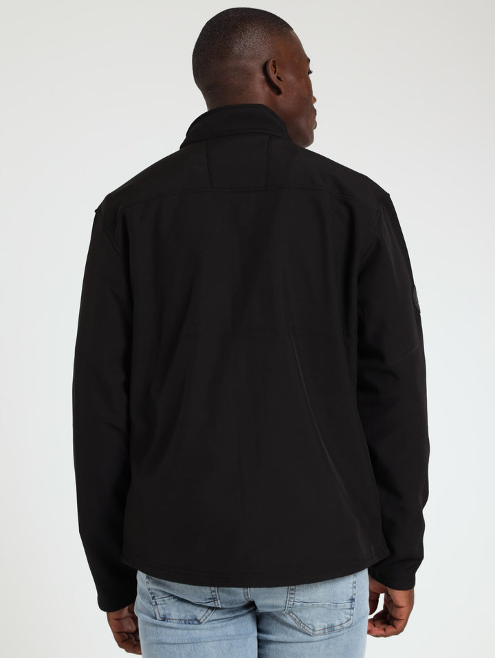 Zip Through Soft Shell Jacket - Black