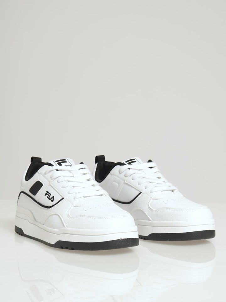 Novack Panelled Lace Up Court Sneaker - White/Black