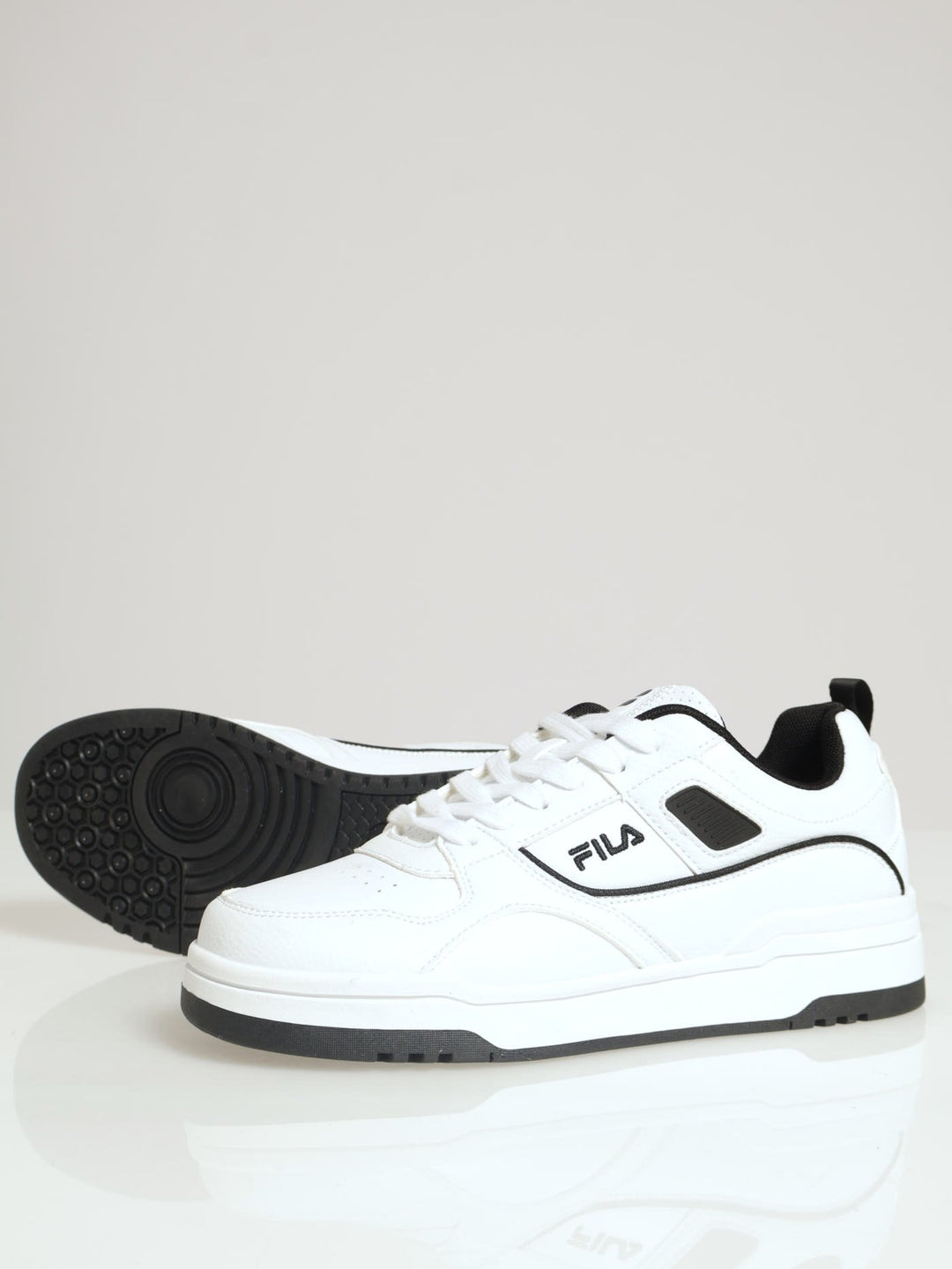 Novack Panelled Lace Up Court Sneaker - White/Black