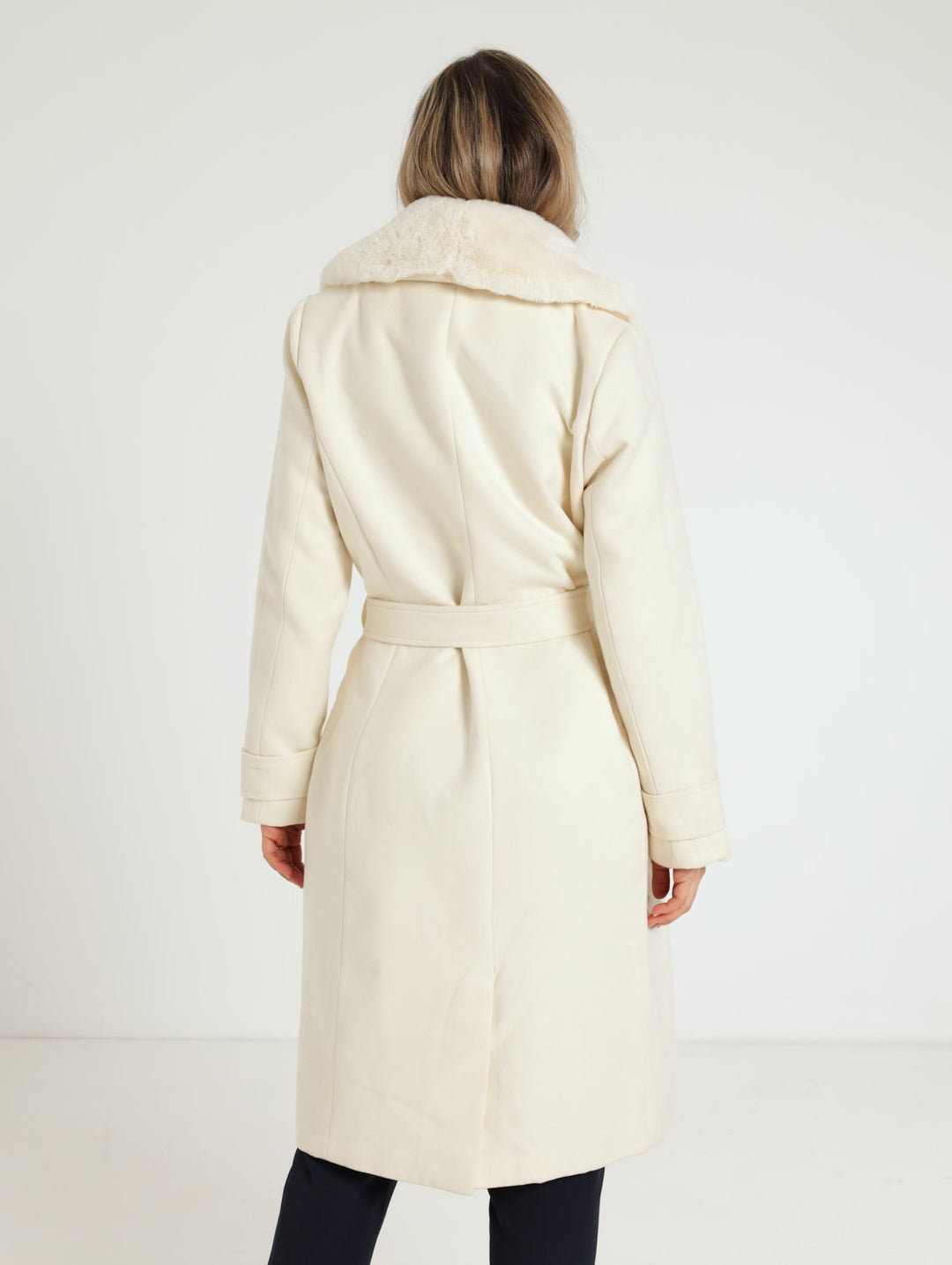 Diana Fur Collar Coat - Cream