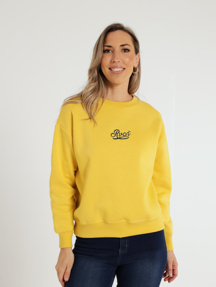 Lounge Around Crew Top - Mustard