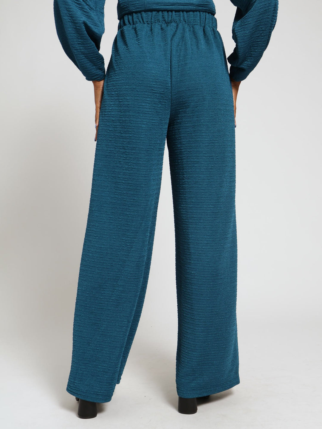 Crinkle Wide Leg Pants - Teal