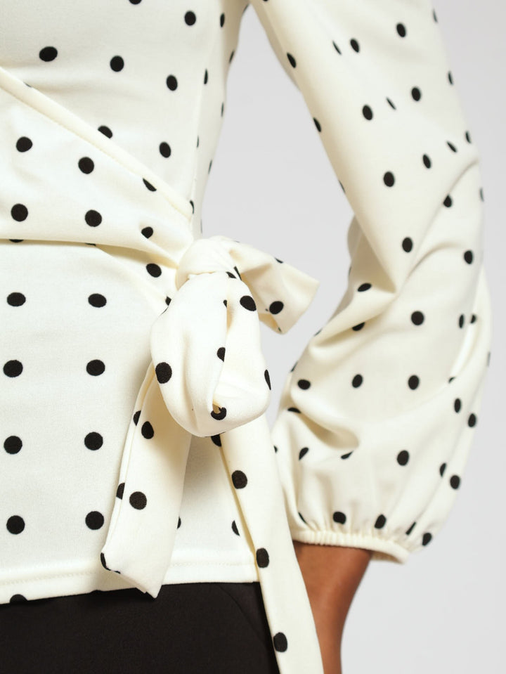 Wrap Poka Dot Blouse - Cream