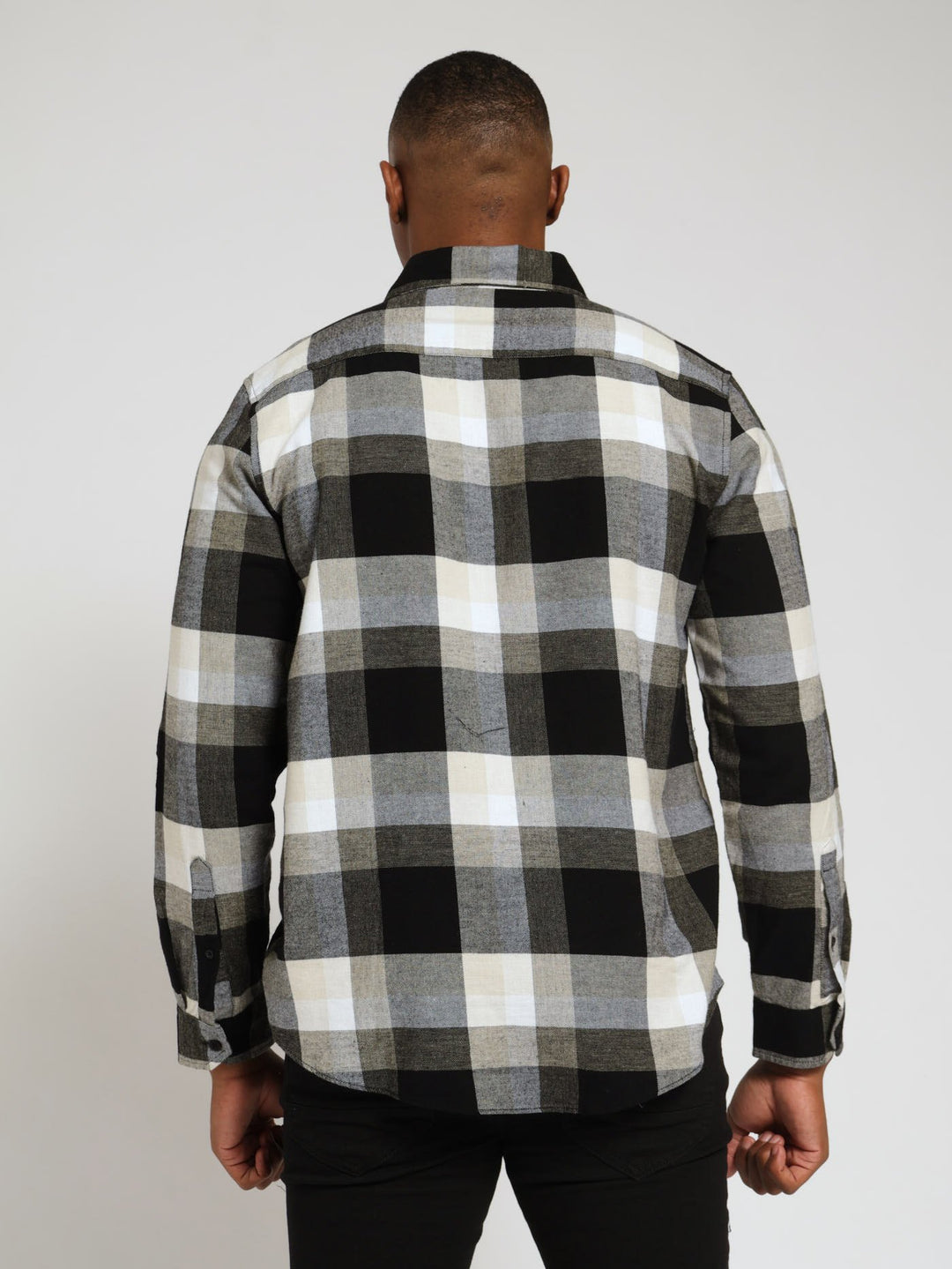 Long Sleeve Plaid Shirt - White