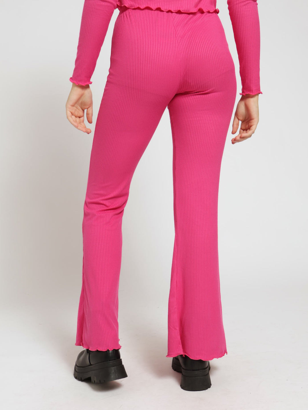 Girls Flared Rib Pants - Cerise