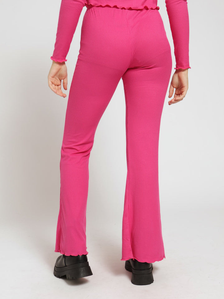 Girls Flared Rib Pants - Cerise