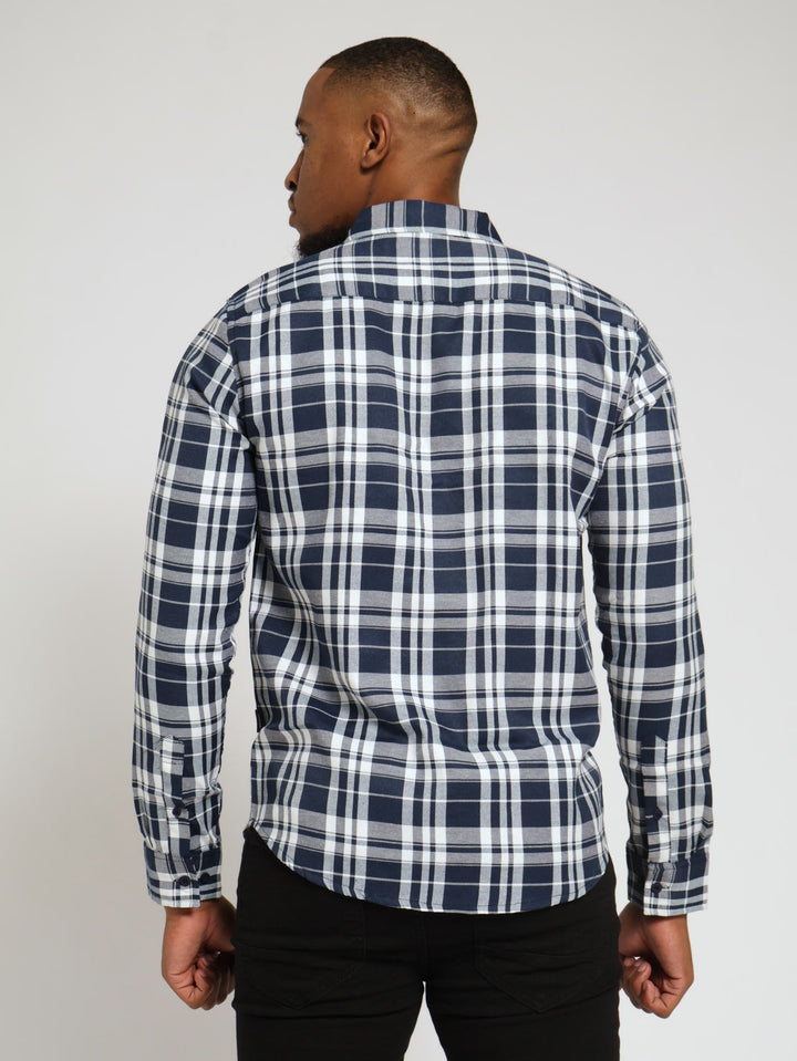 Long Sleeve Check Shirt - Navy