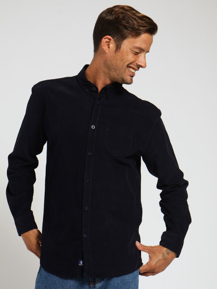 Long Sleeve Corduroy Shirt - Navy