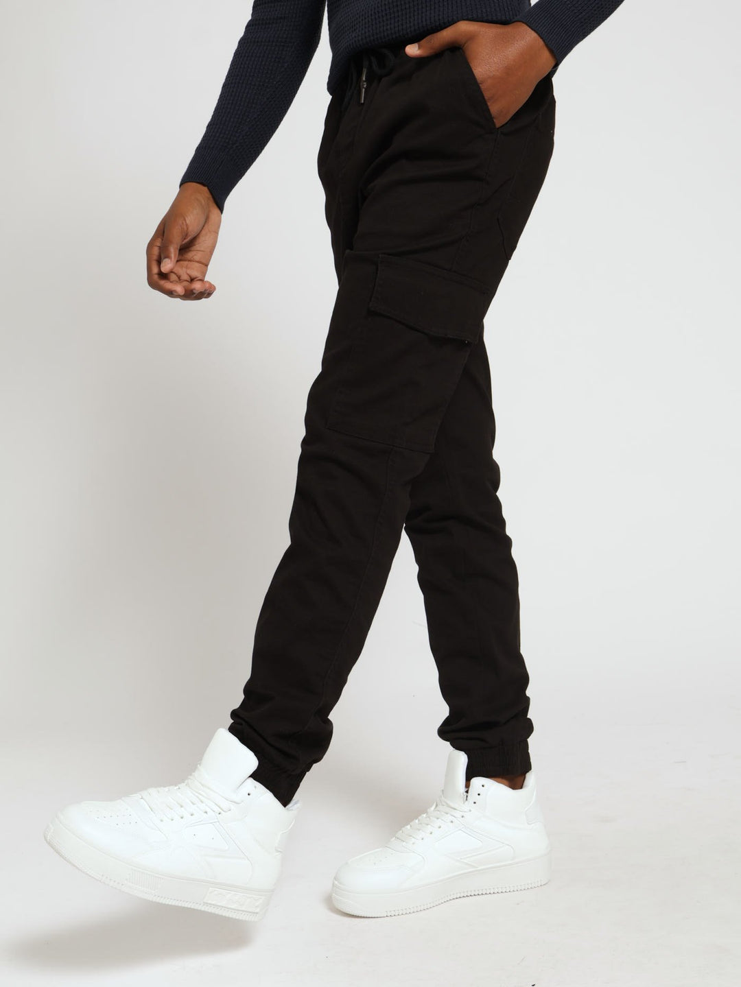 Boys Flat Cargo Pants - Black