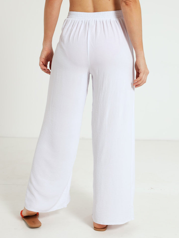 Front Tie Pants - White