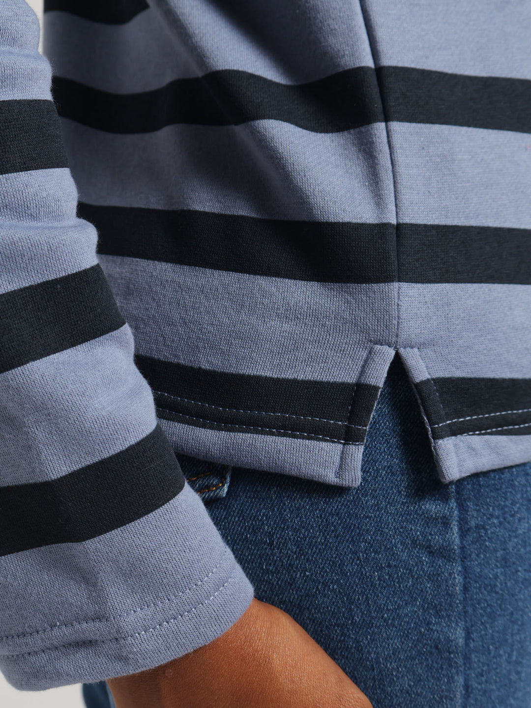 Fleece Striped Pullover - Navy/Blue