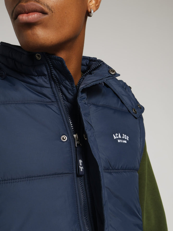 Quilted Sleveless Puffer Jacket - Navy
