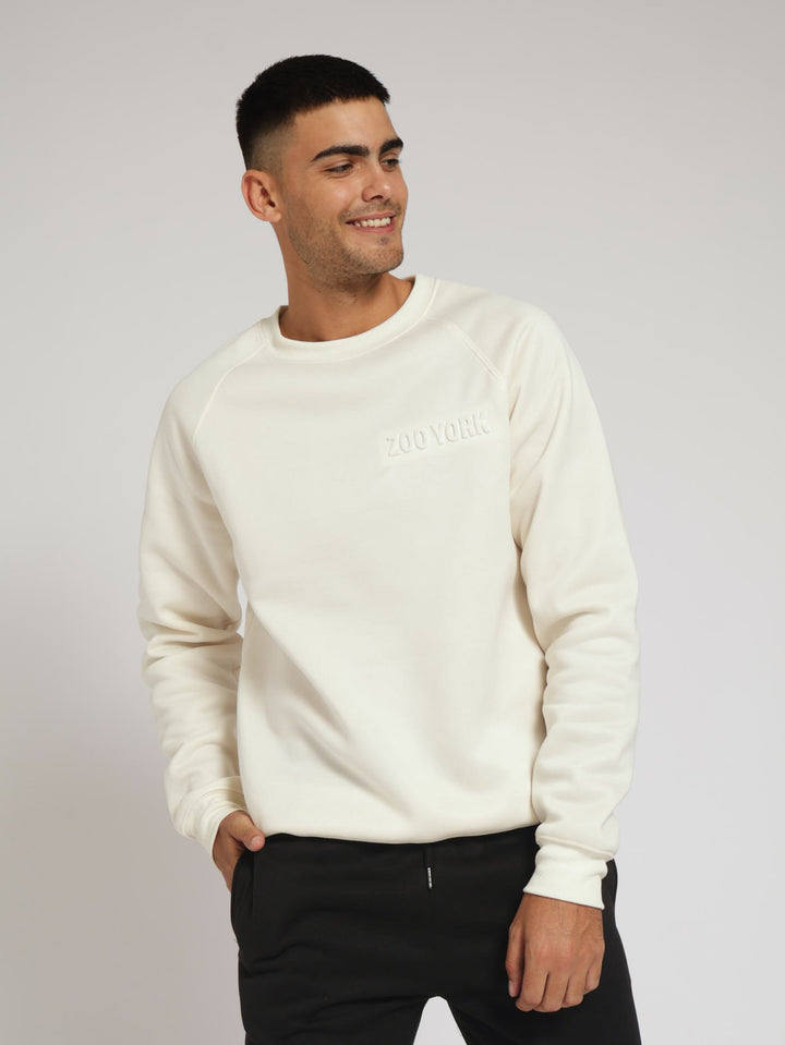 Embossed Crew Sweat Top - Cream