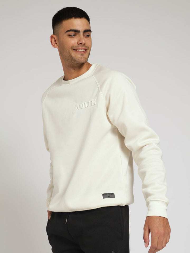 Embossed Crew Sweat Top - Cream