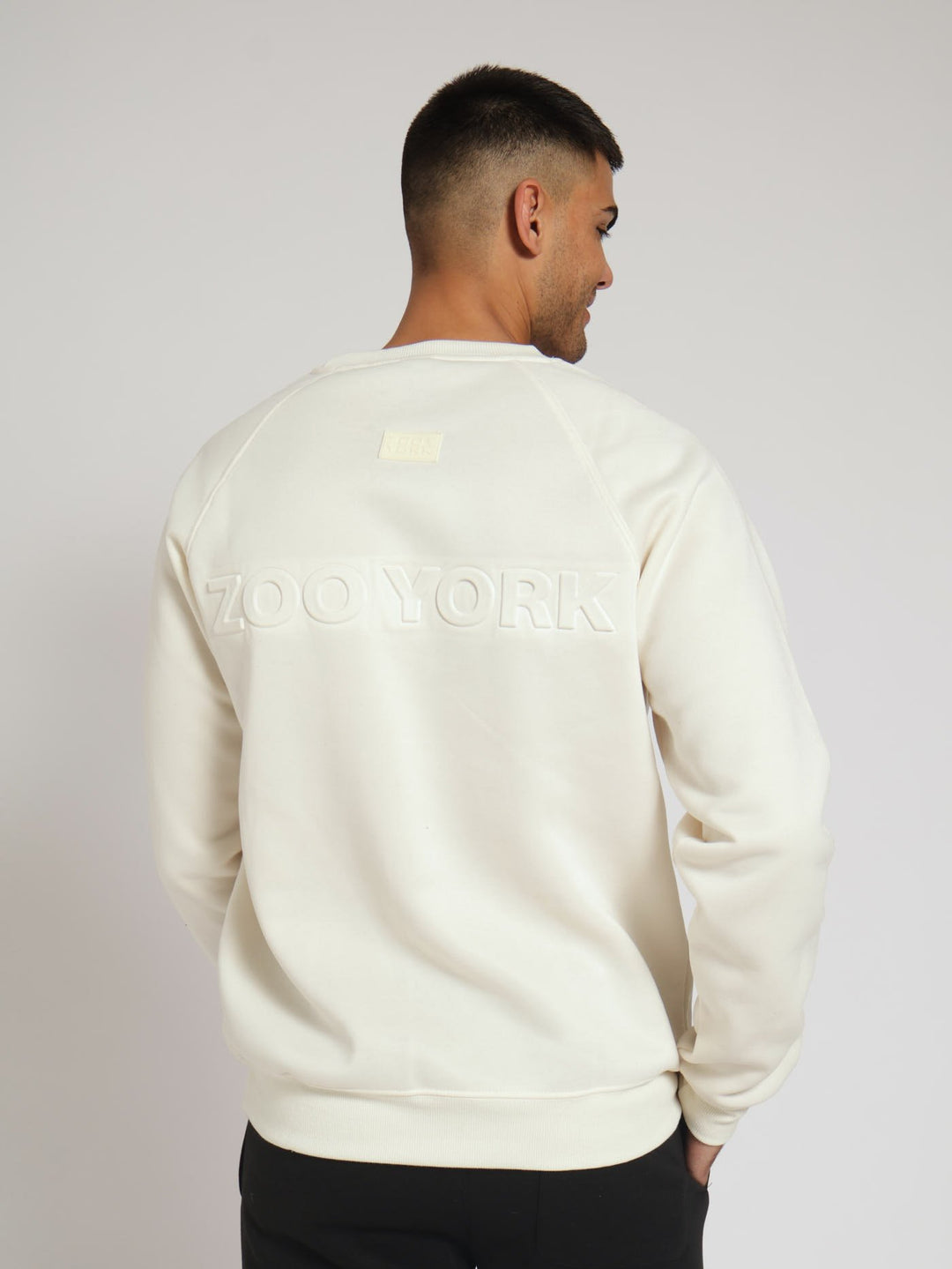 Embossed Crew Sweat Top - Cream