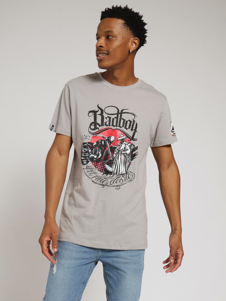 Ukiyoe Tattoo Crew Neck Tee - Ice Grey