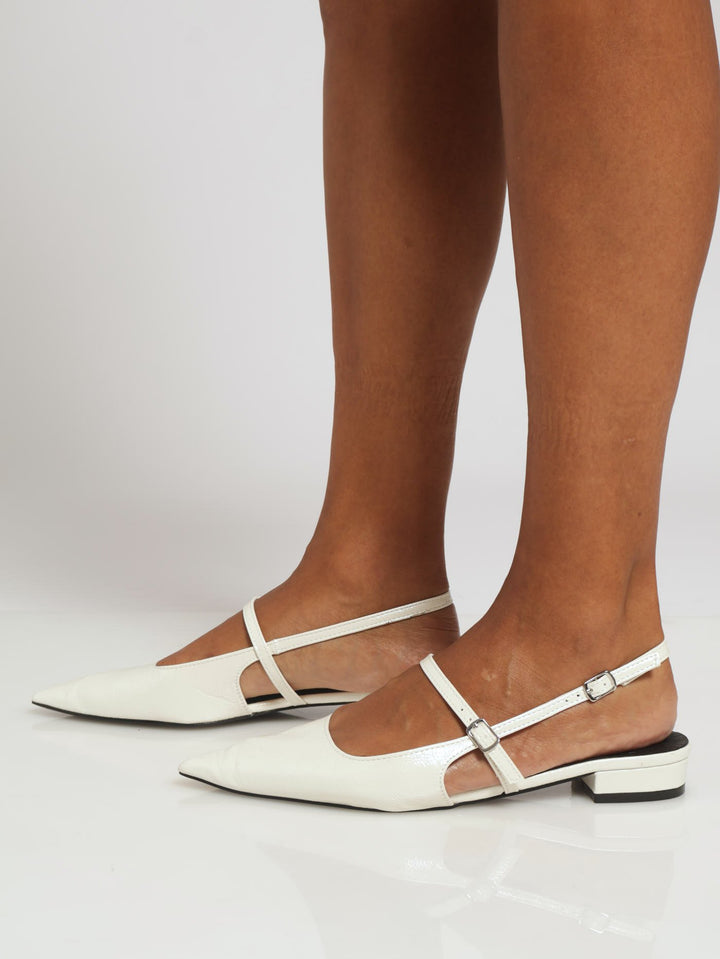 Buckled Strap Maryjane Sling Back - Off White