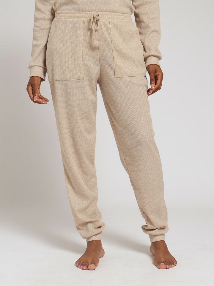 Textured Waffle Pj Single Pants - Oat Melange