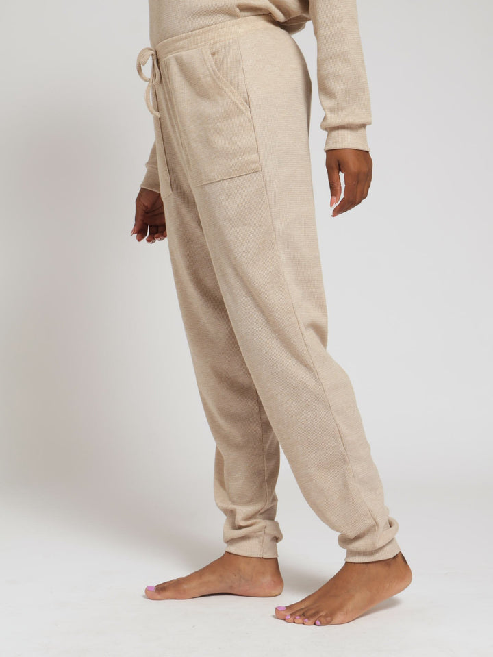 Textured Waffle Pj Single Pants - Oat Melange