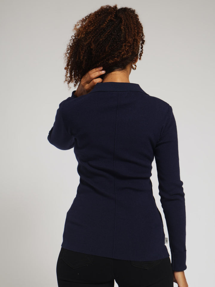 Polo Style Sweater - Navy
