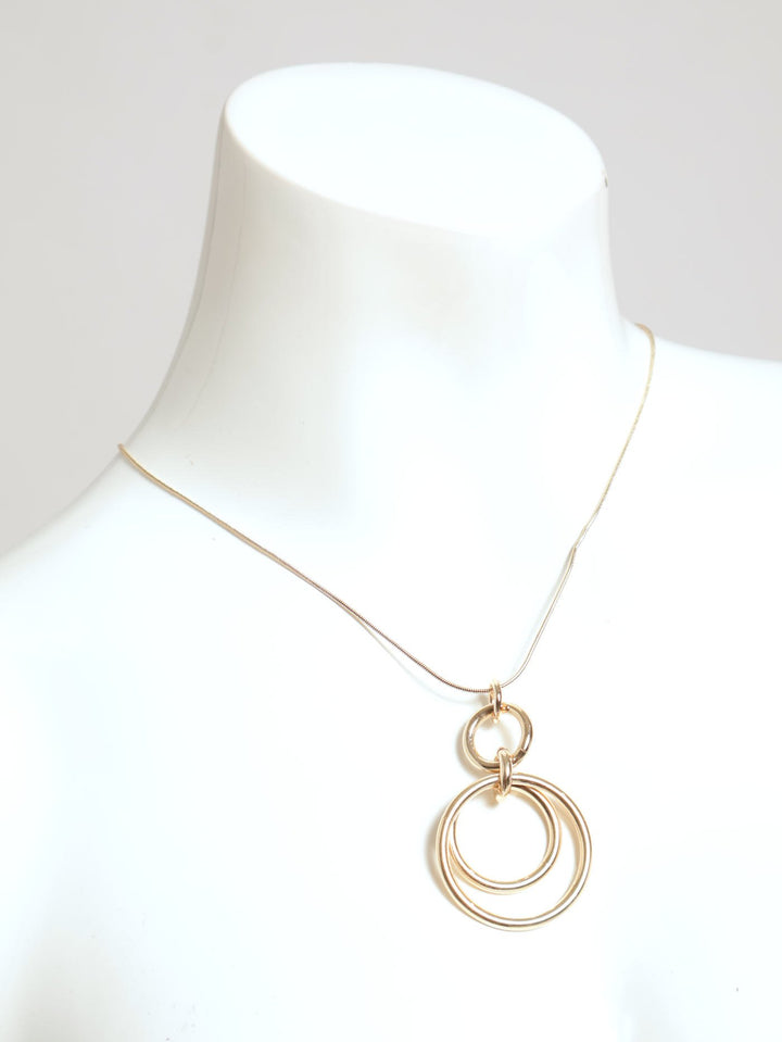 Round Pendant Long Necklace - Gold