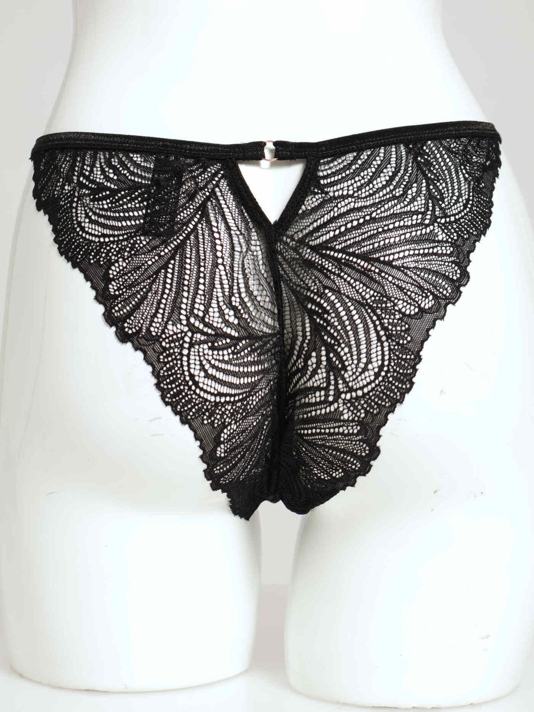 Microfibre Lace Tanga - Black