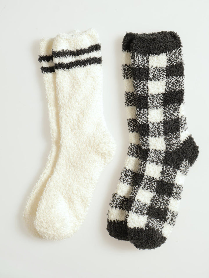 2 Pack Cosy Gingham Sock - Black