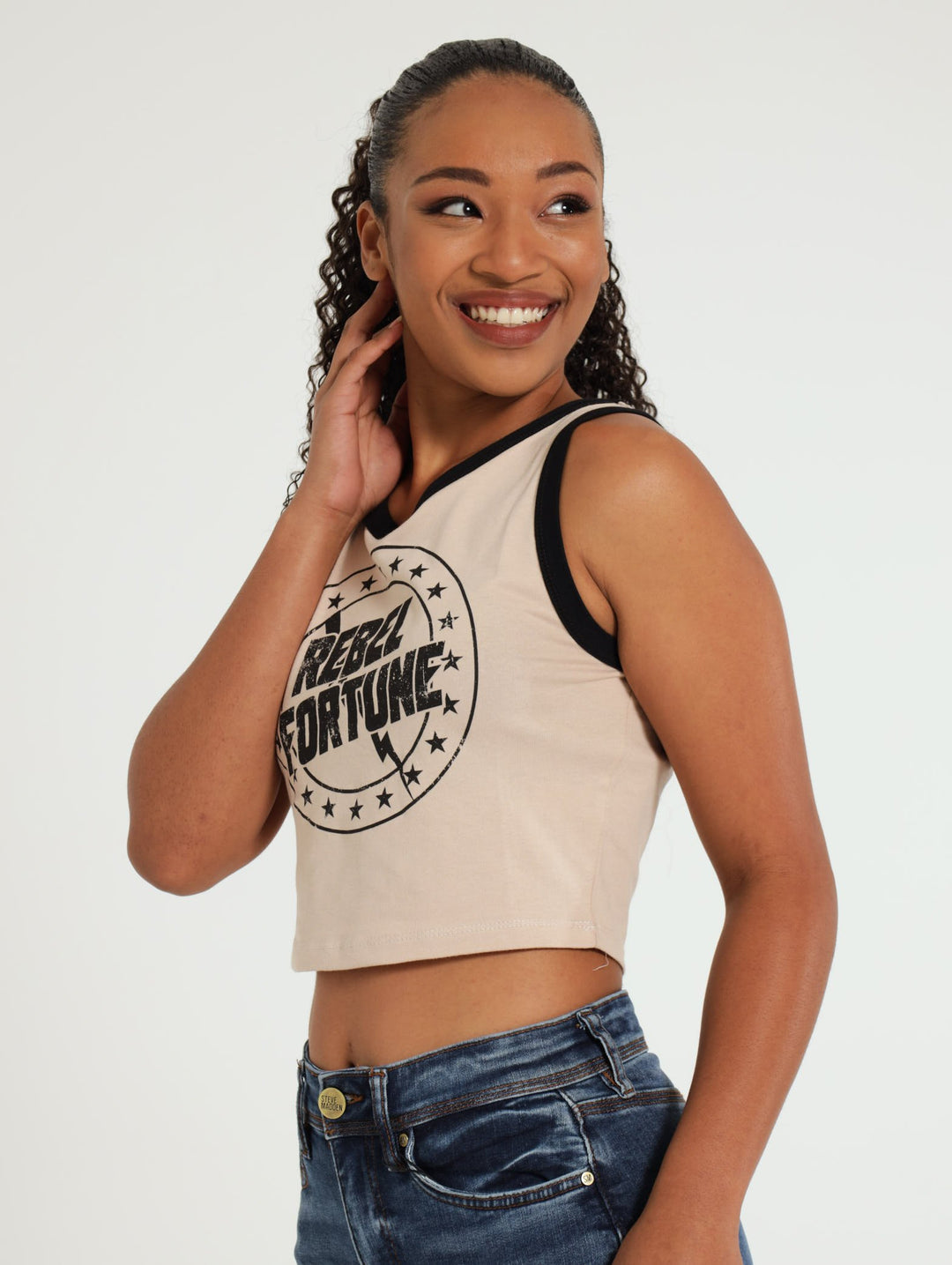 Rebel Fortune Ringer Tank Top - Nude