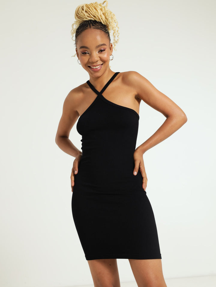 Seamless Crossover Dress - Black