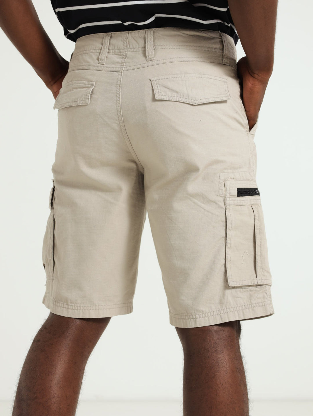 Zip Pocket Cargo Shorts - Stone