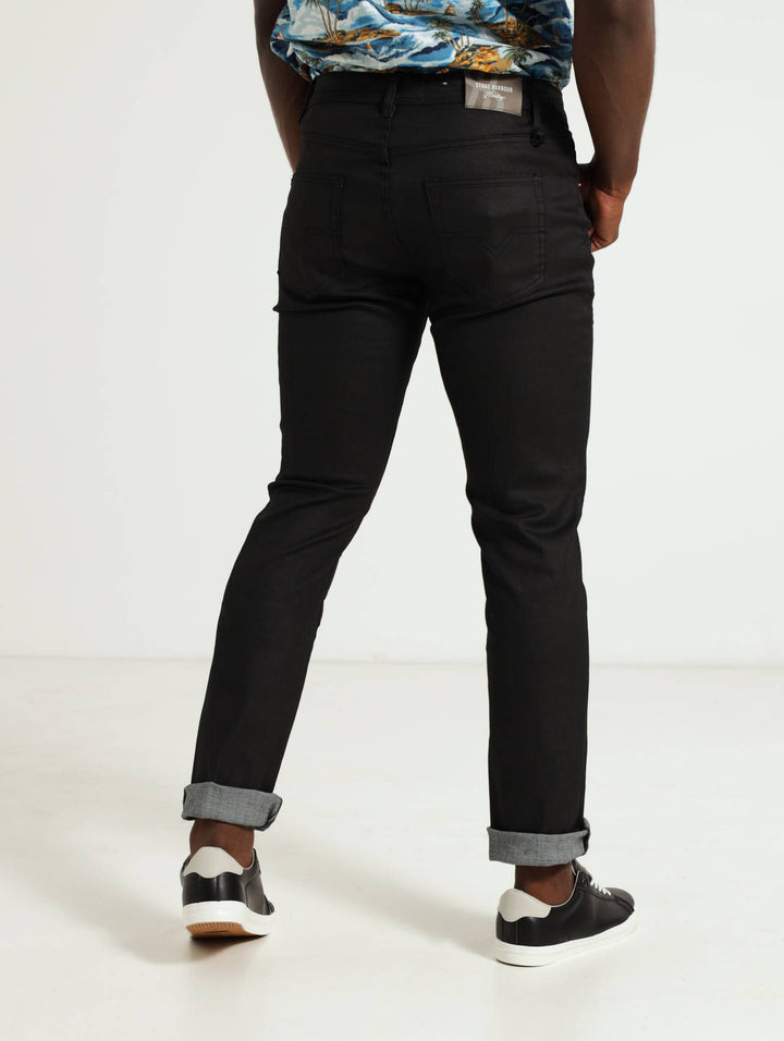 Coated Denim Jeans - Black