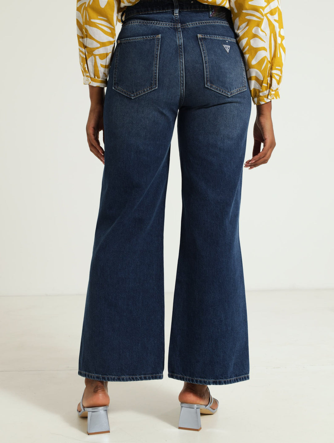 Ankle Wide Leg Denim Jeans - Light blue