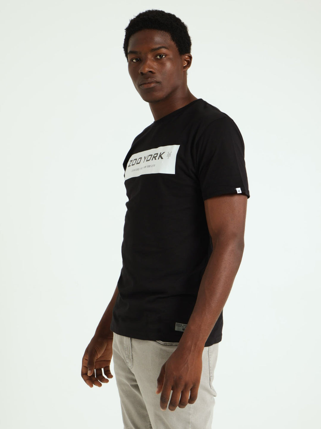 Basic Chest Print Tee - Black