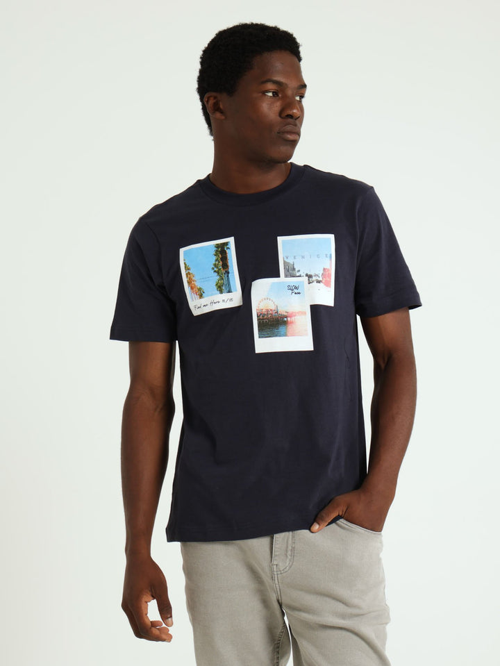 Venice Beach Polaroid Tee - Navy