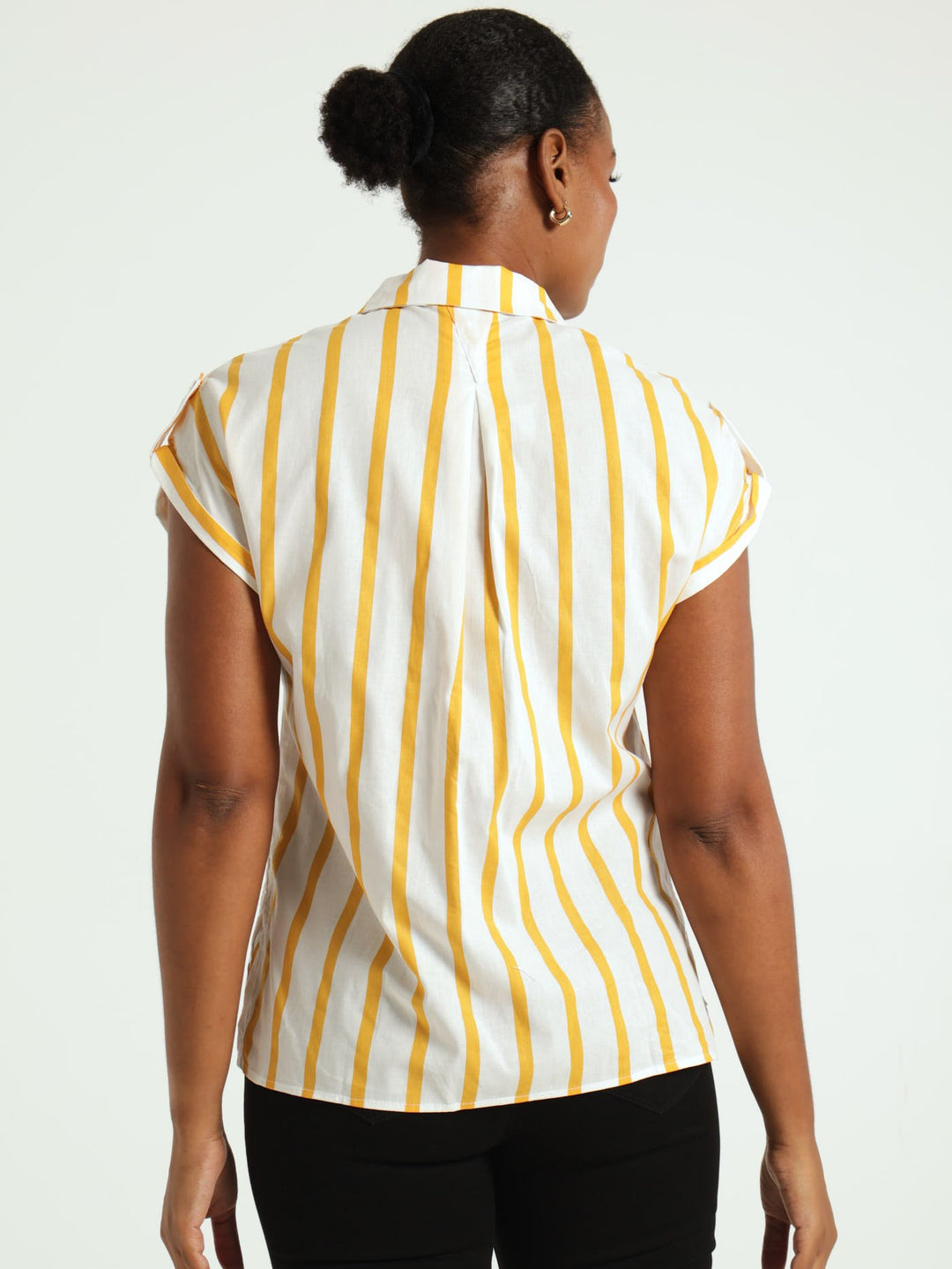 2 Pocket Boxy Stripe Shirts - Yellow