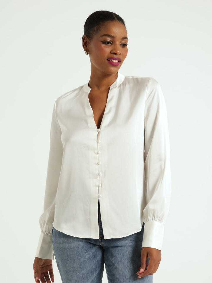 Long Sleeve Rita Buttons Shirt - Cream