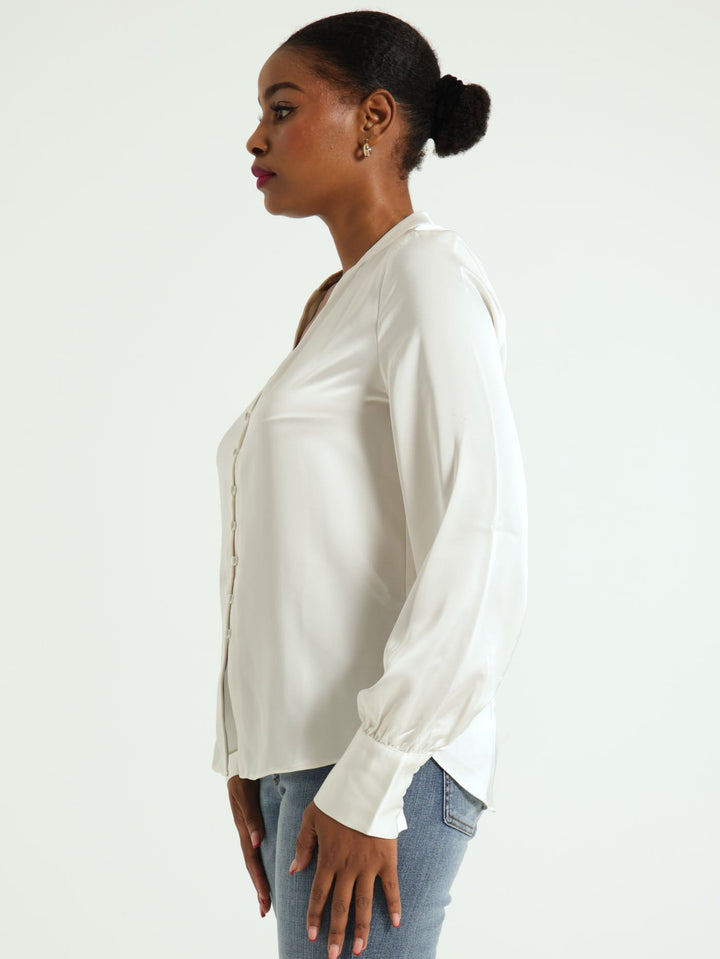 Long Sleeve Rita Buttons Shirt - Cream