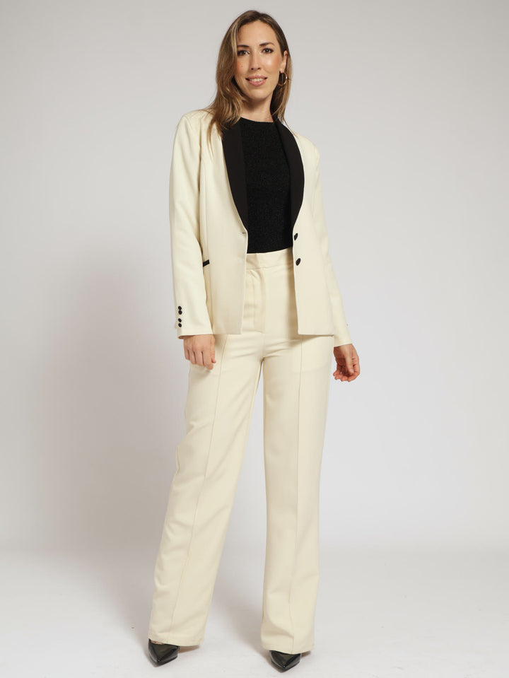 Tuxedo Double Button Blazer - Black/White