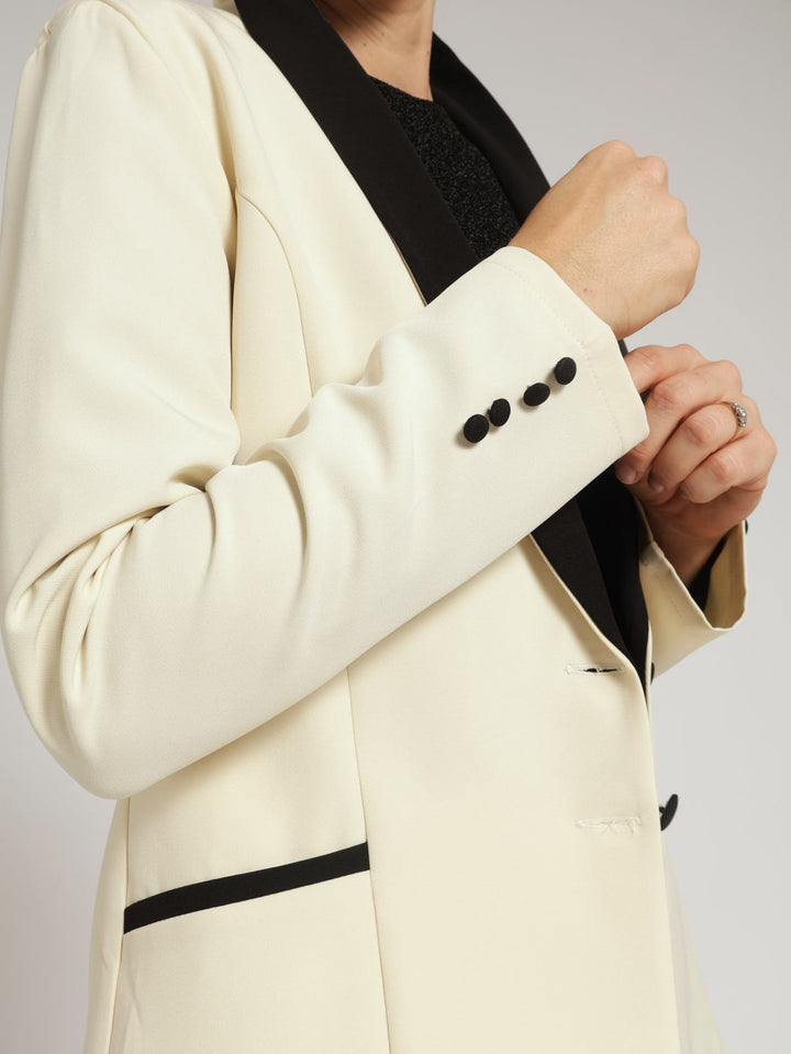 Tuxedo Double Button Blazer - Black/White