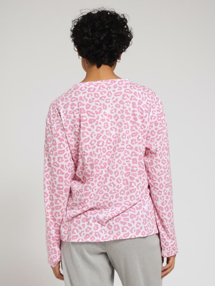 Long Sleeve Animal Boyfriend Fit Tee - Pink