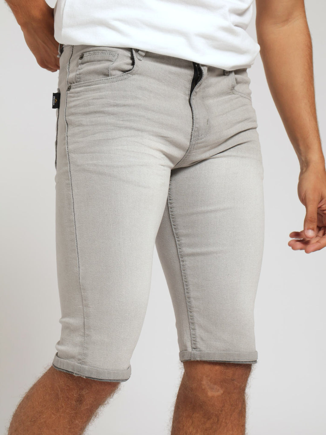 5 Pocket Denim Shorts - Light Grey