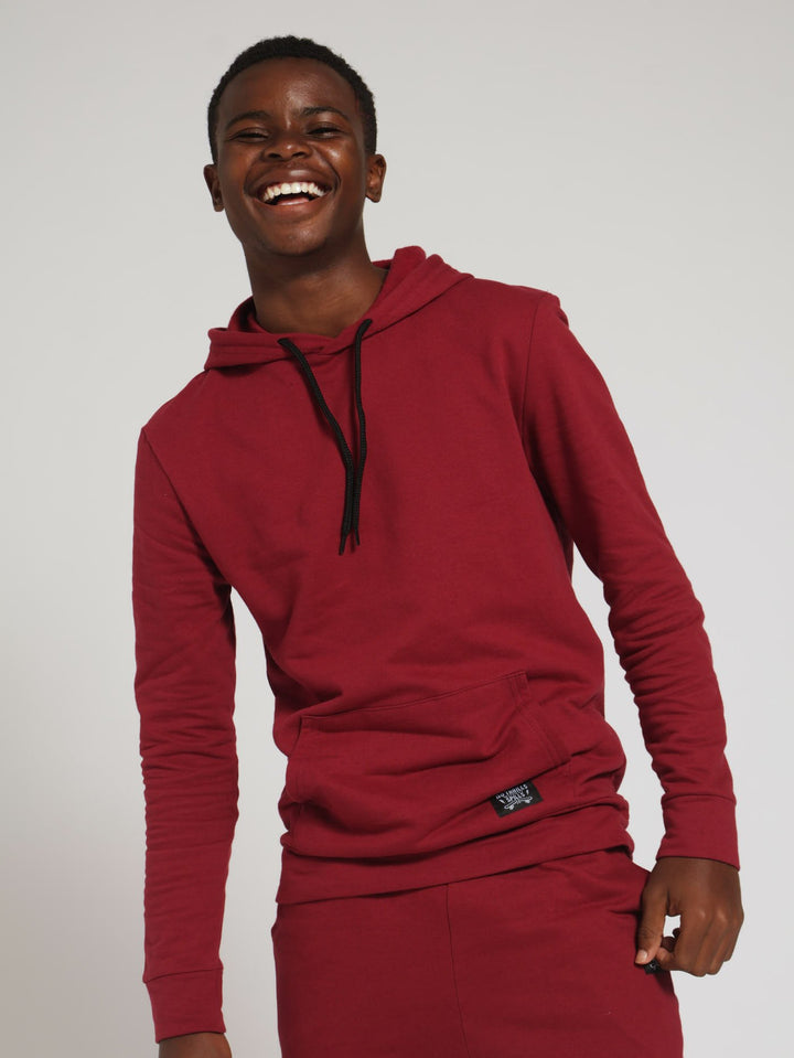 Boys Pocket Hoody - Dark Red