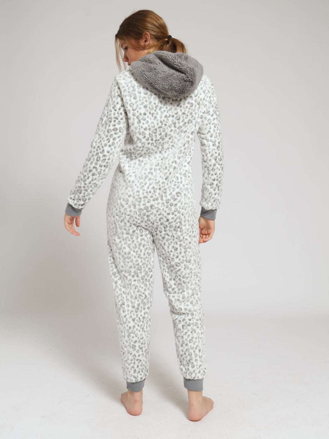 Girls Leopard Jacquard Onesie - White